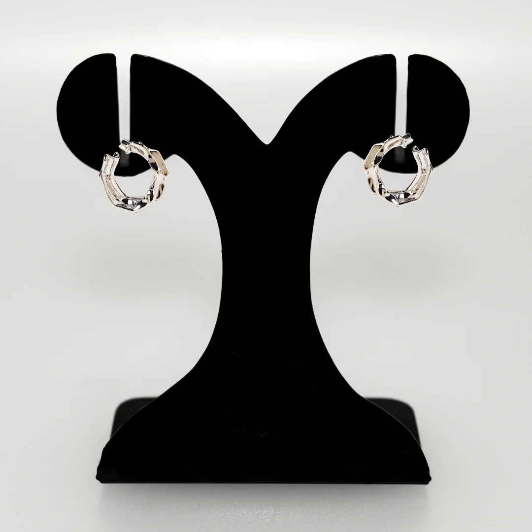 Bold Abstraction Silver Hoop Earrings - Image 6