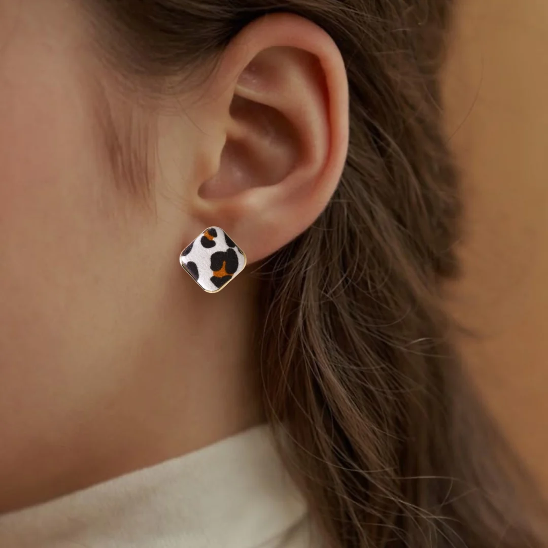 Bold Animal Print Square Metal Studs - Image 5