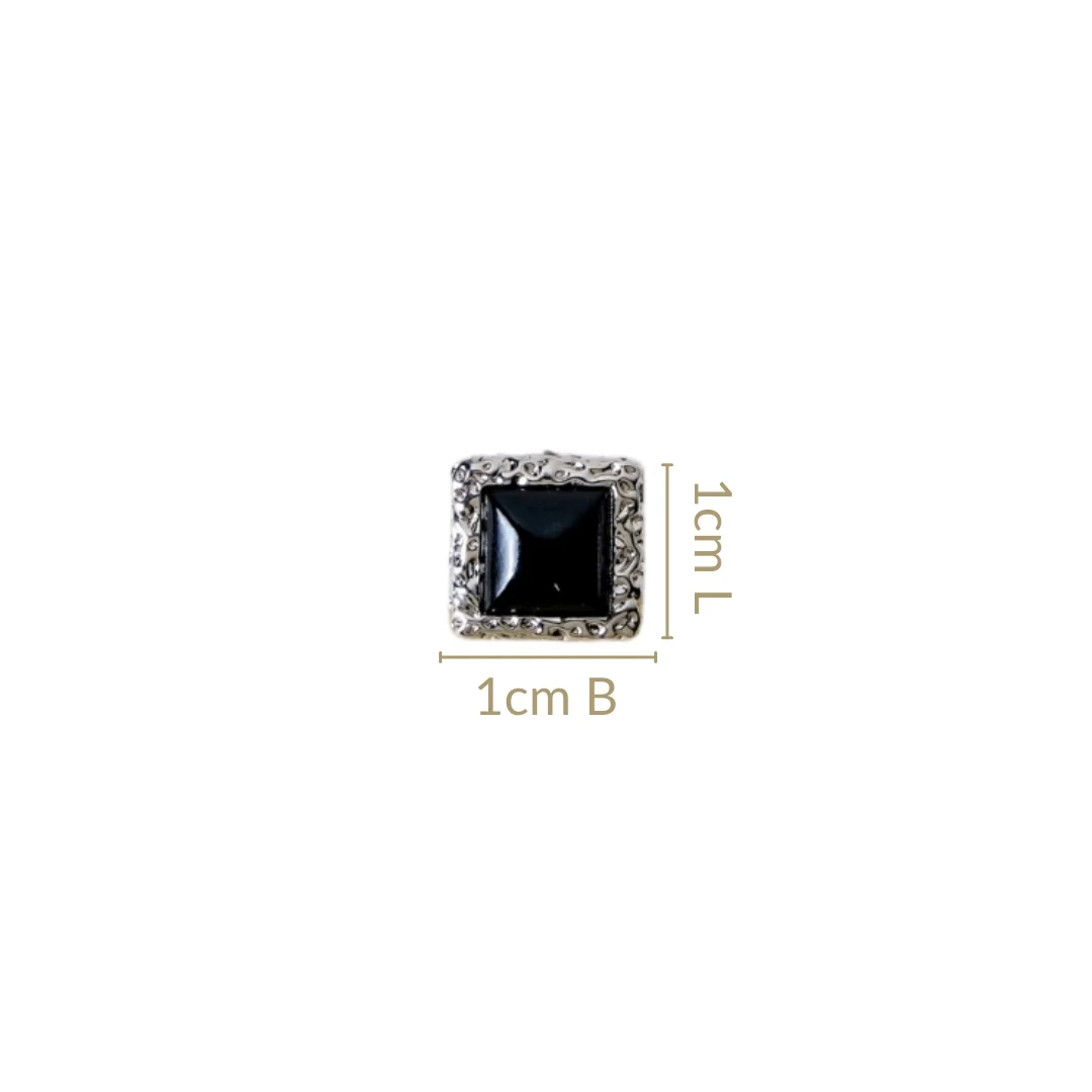 Bold Black Silver Studs - Image 4