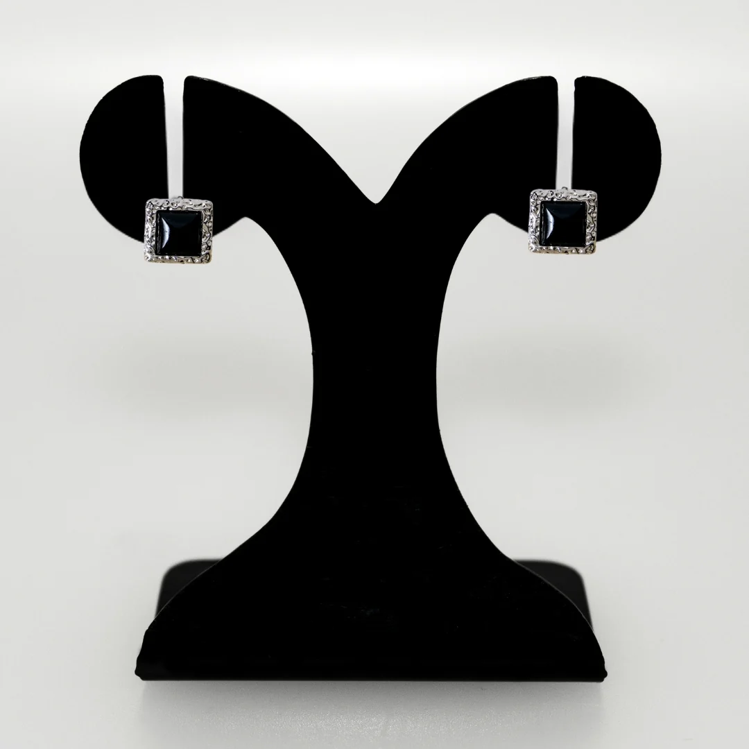 Bold Black Silver Studs - Image 6
