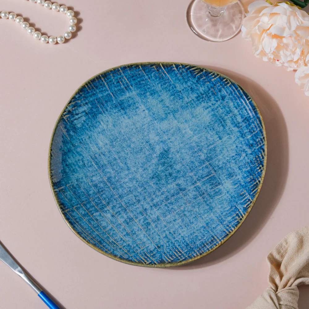 Boracay Organic Shaped Dinner Plate Blue 9 inch - Image 2