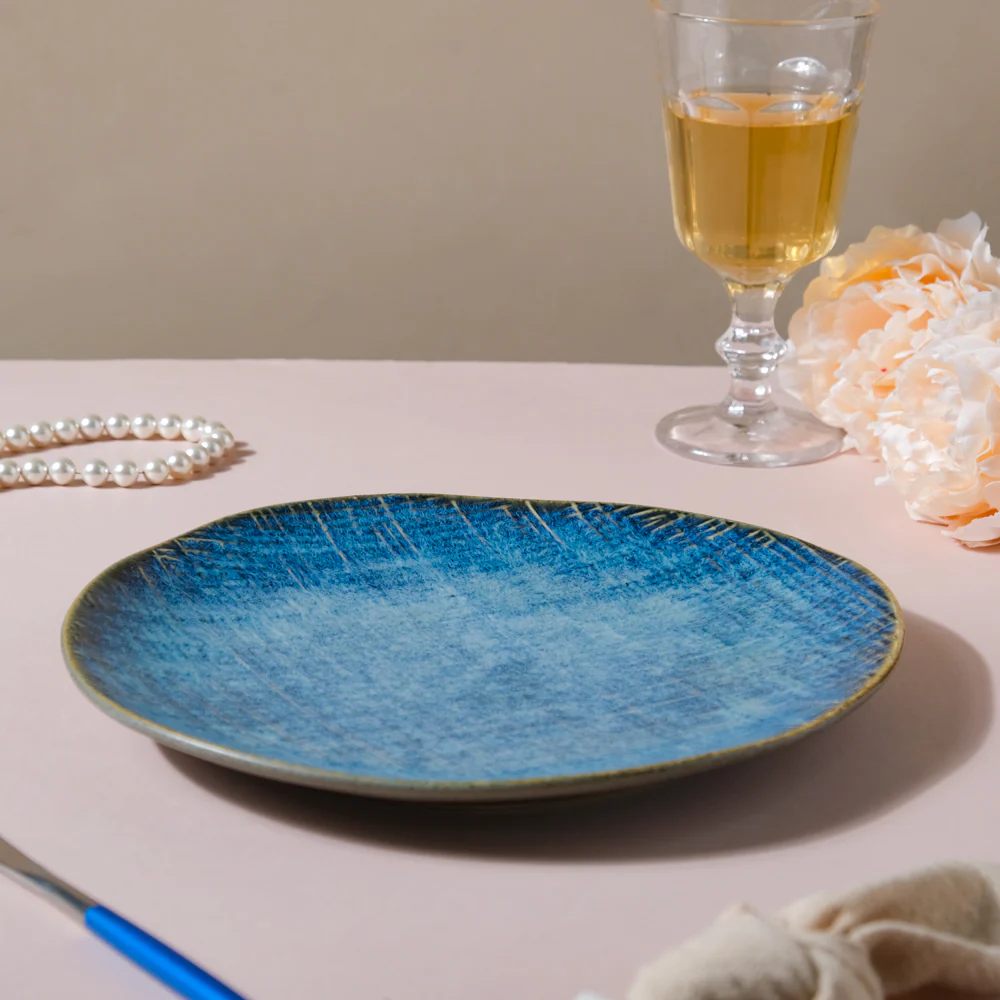 Boracay Organic Shaped Dinner Plate Blue 9 inch - Image 6