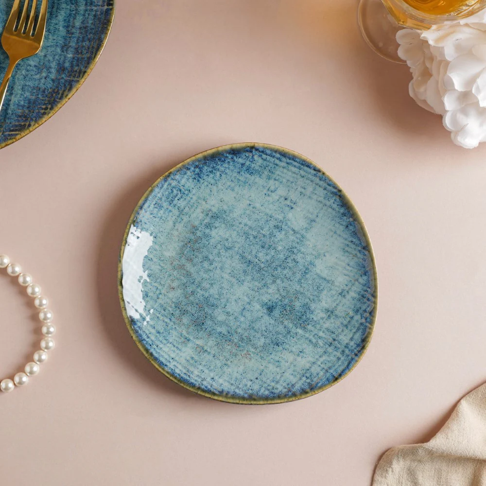 Boracay Organic Shaped Snack Plate Blue 7 inch - Image 2
