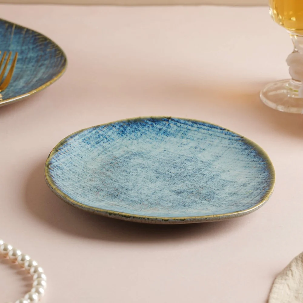 Boracay Organic Shaped Snack Plate Blue 7 inch - Image 5