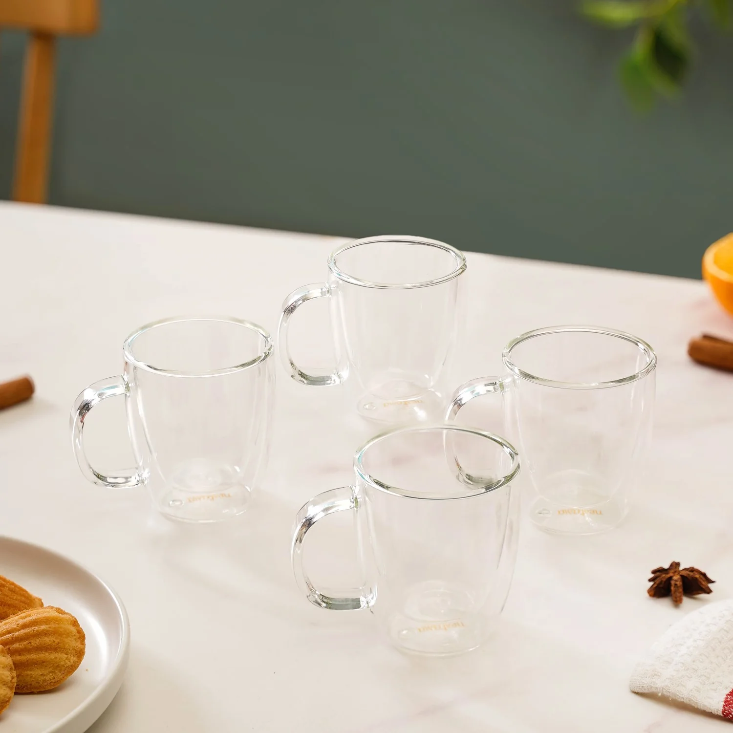 Borosilicate Double Wall Glass Tea Mug Set Of 4 180ml - Image 3