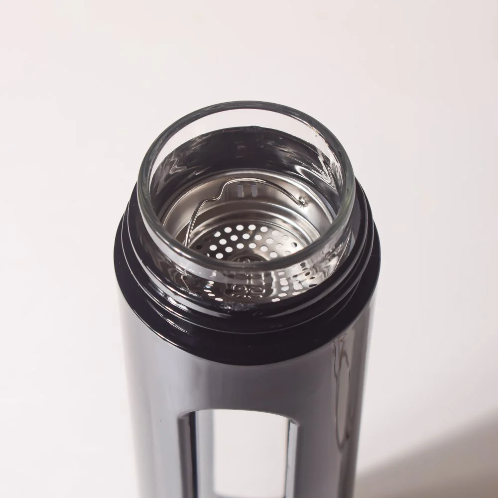 Borosilicate Glass Flask With Strainer Black 500ml - Image 4