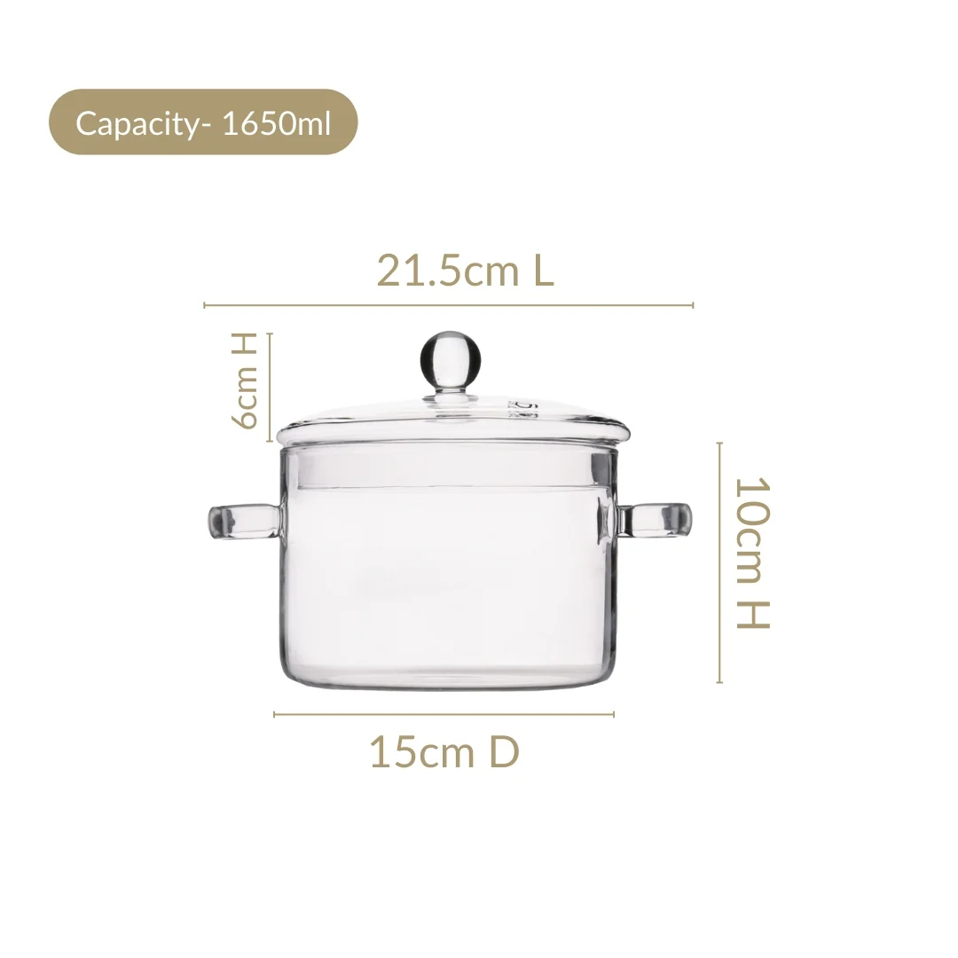Borosilicate Glass Stovetop Cooking Pot 1650ml - Image 4