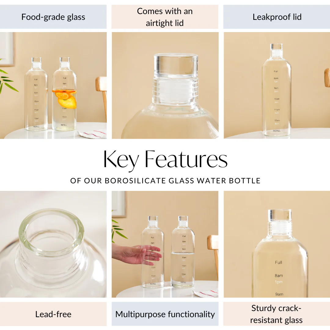 Borosilicate Glass Water Bottle 1050ml - Image 4