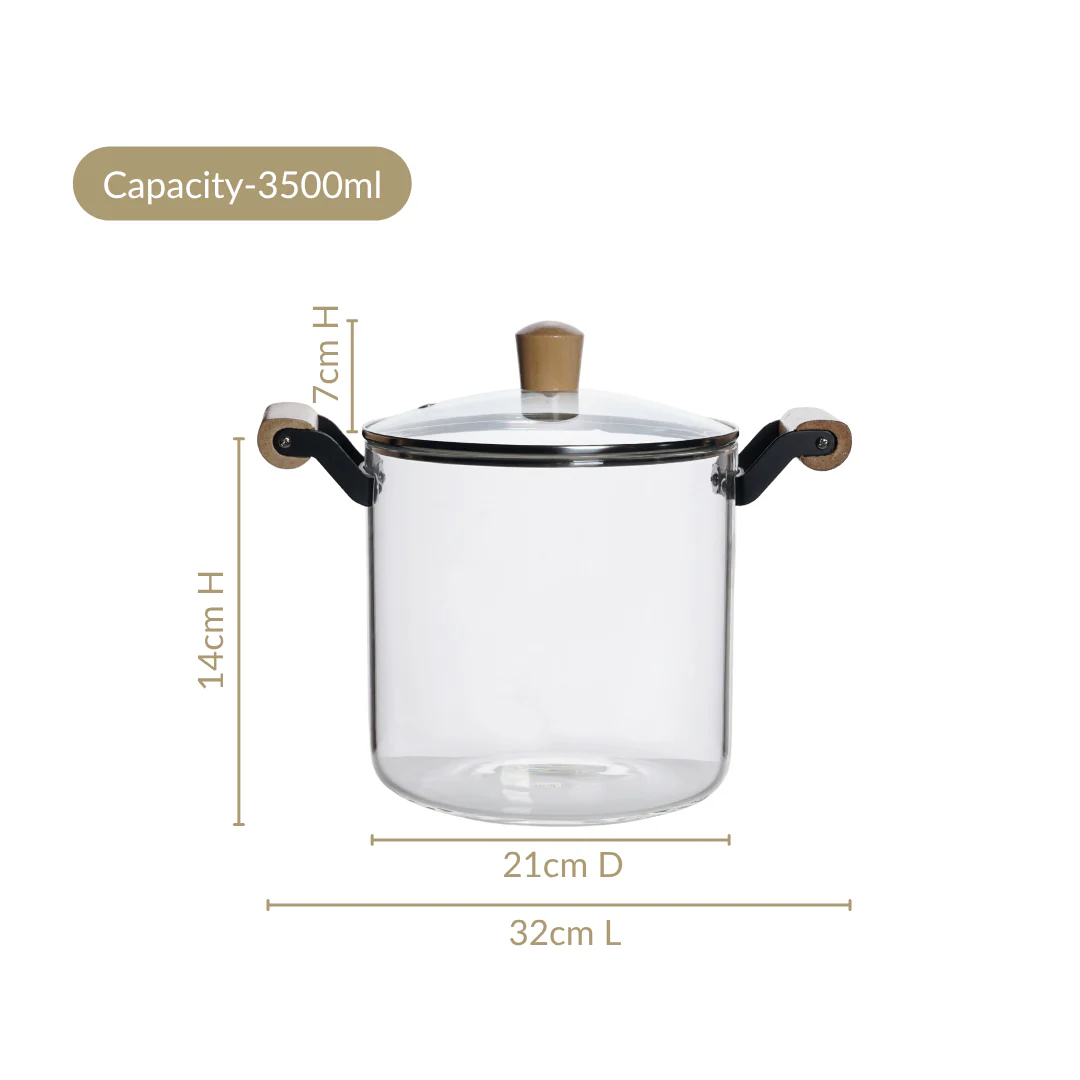 Borosilicate Simmer Pot With Handle Medium 3500ml - Image 3