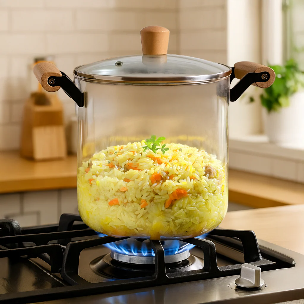 Borosilicate Simmer Pot With Lid And Handle Extra Large 5500ml - Image 5