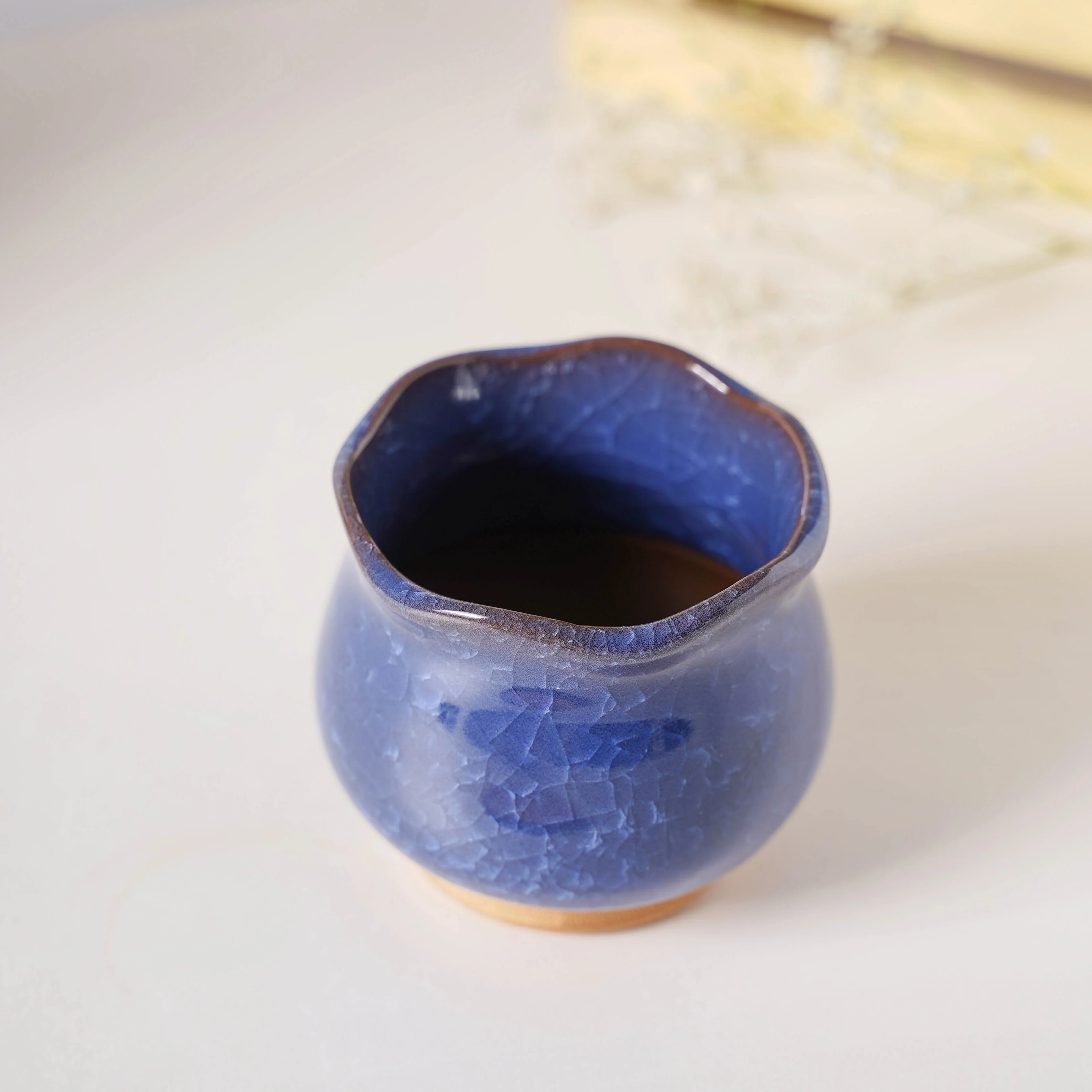 Botanica Azure Ceramic Planter With Coaster - Image 6