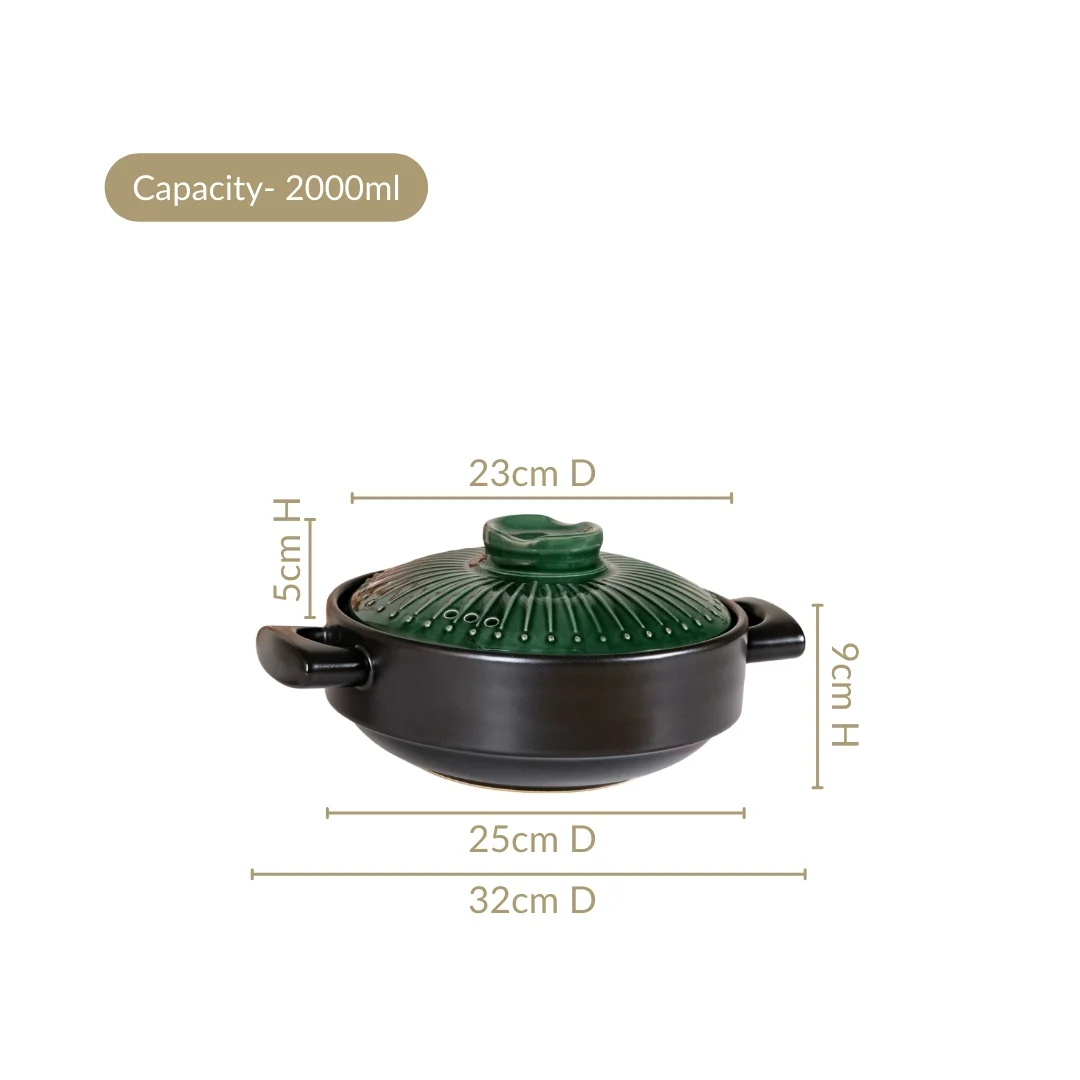 Botanica Ceramic Casserole Cooking Pot Green 2000ml - Image 3