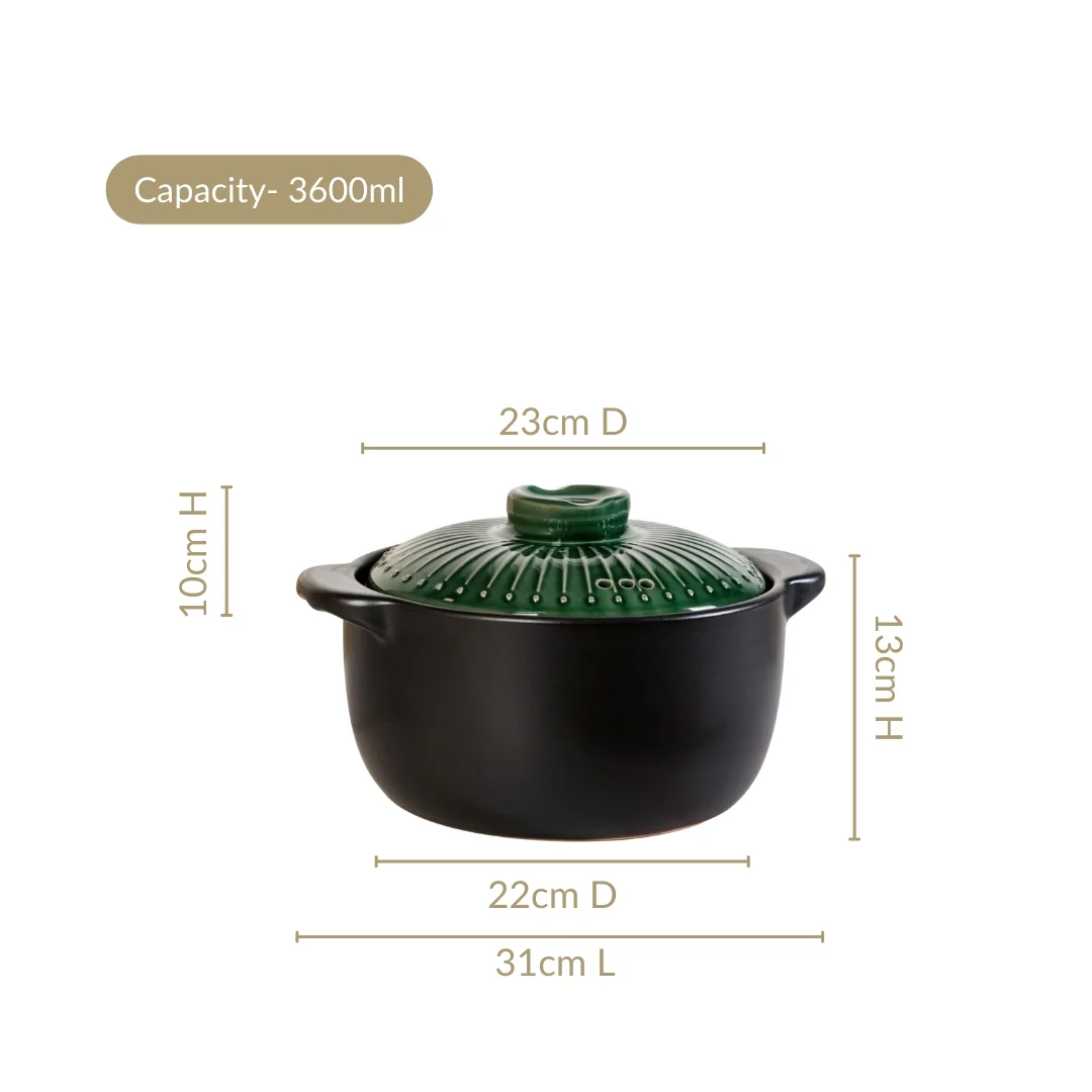 Botanica Japanese Ceramics Cooking Pot With Lid 3600ml - Image 3