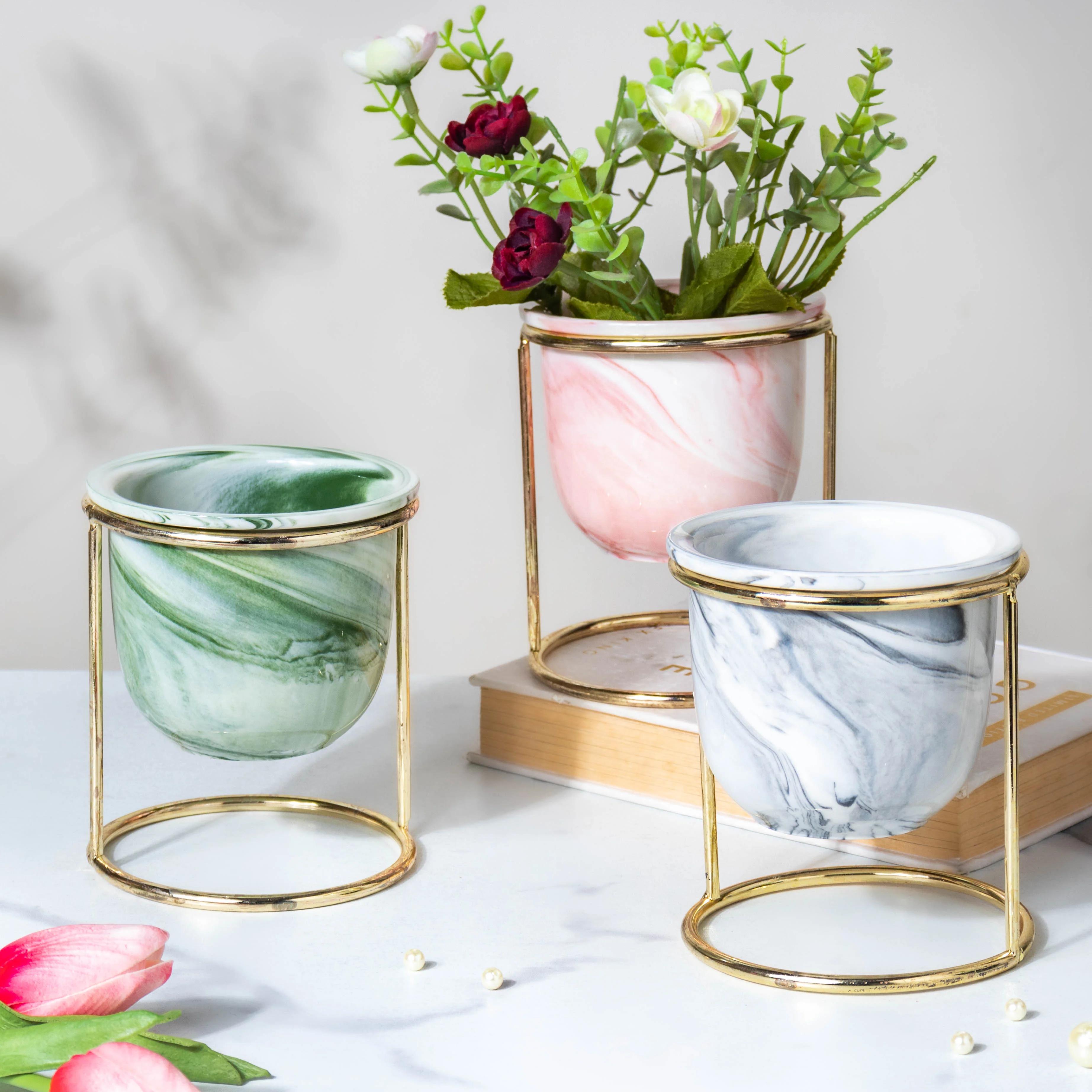 Botanica Marble Green Planter with Stand - Image 13