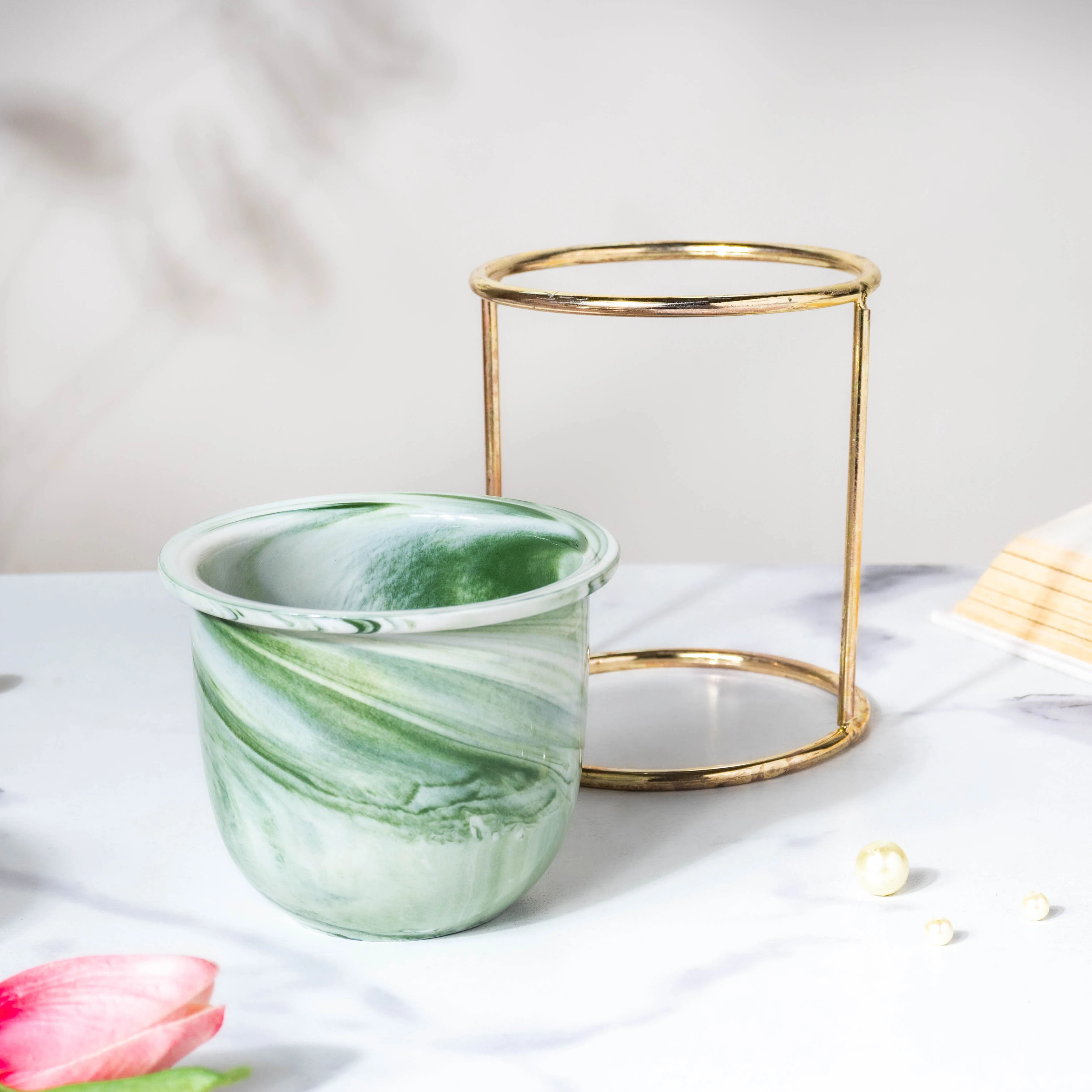 Botanica Marble Green Planter with Stand - Image 5