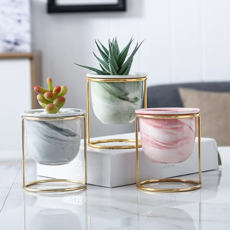 Botanica Marble Pink Planter with Stand - Image 11