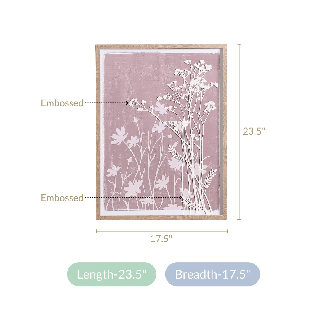 Botanical Embossed And Print Wall Art 23x17 Inch - Image 5