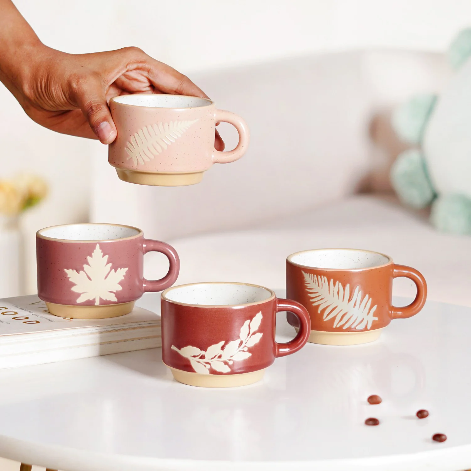 Botanical Stackable Cup Set Of 4 Autumn Edition 145ml - Image 4