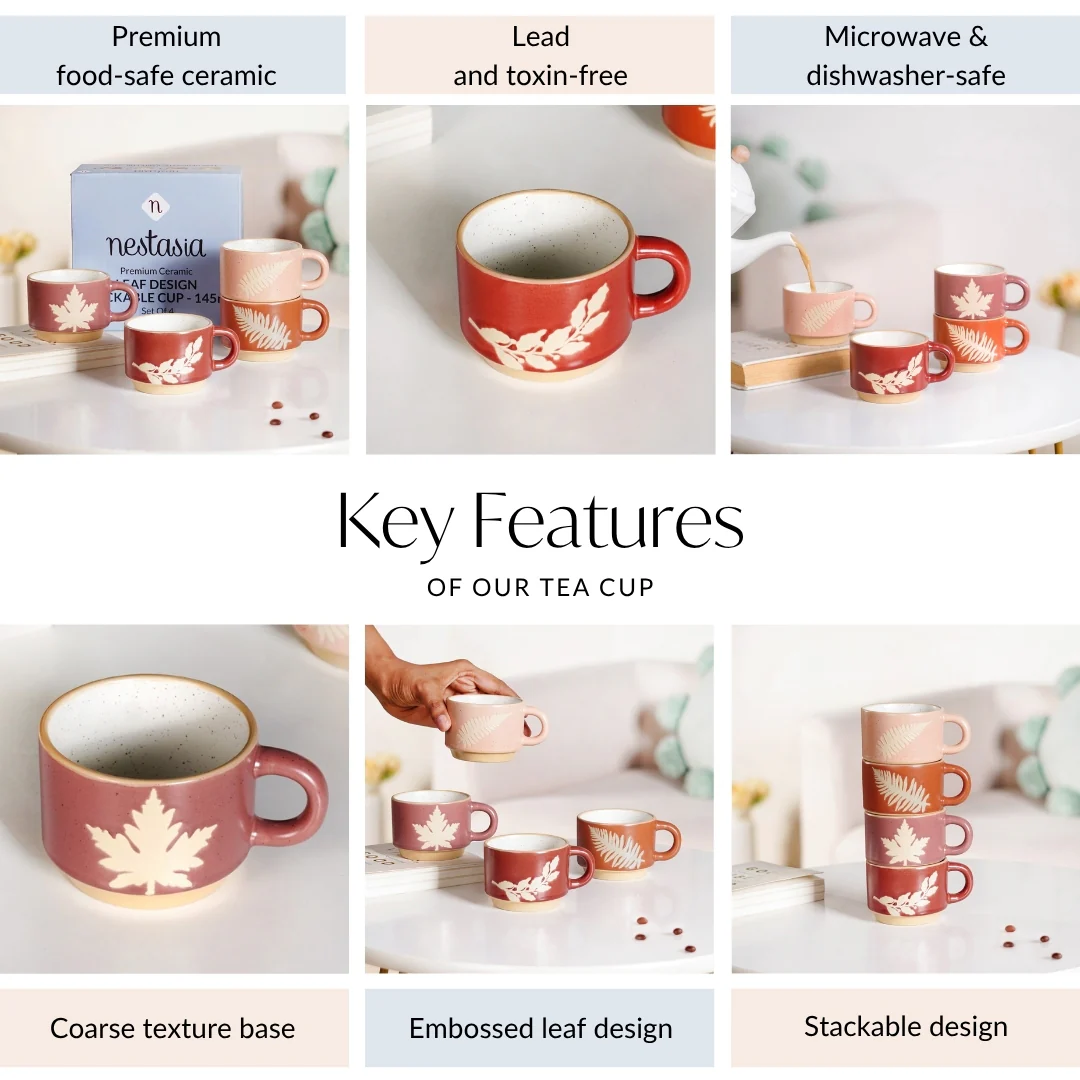 Botanical Stackable Cup Set Of 4 Autumn Edition 145ml - Image 6