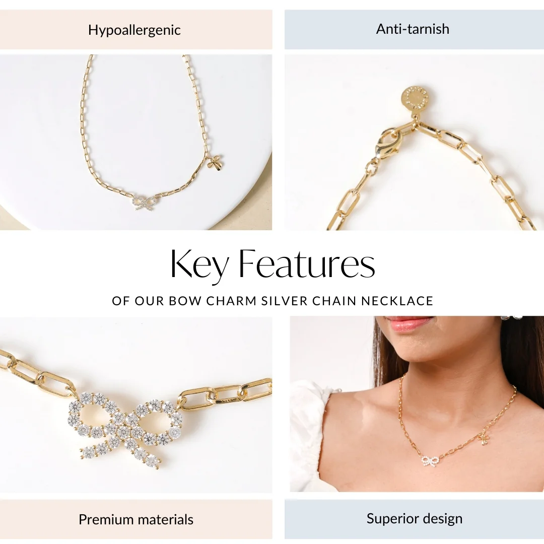 Bow Charm Gold Chain Necklace - Image 4