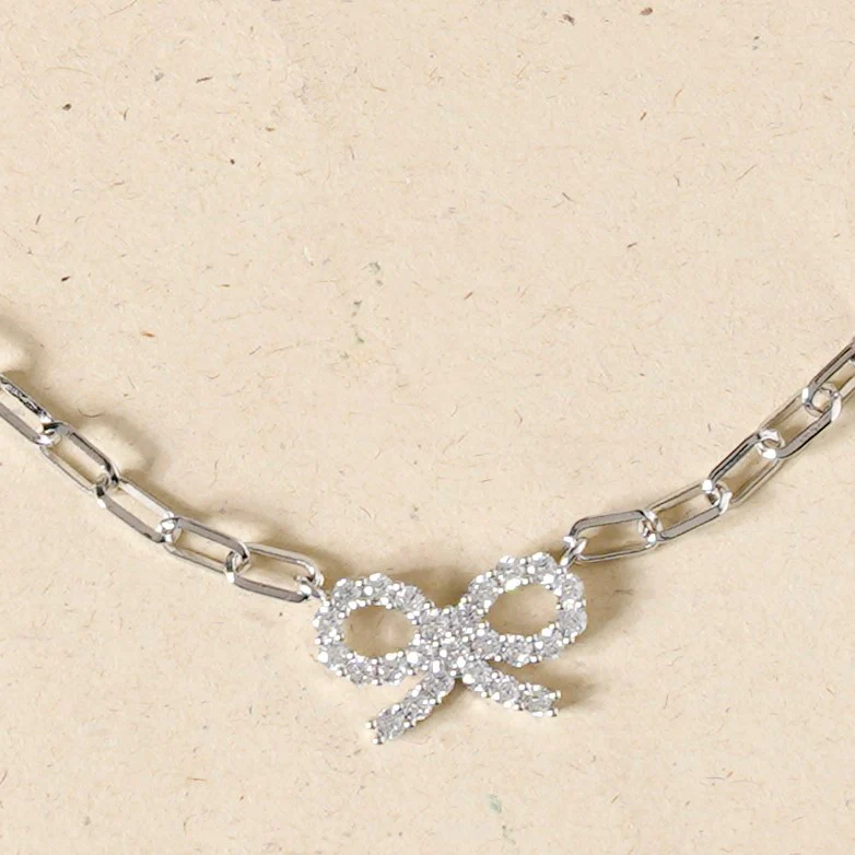Bow Charm Silver Chain Necklace - Image 6