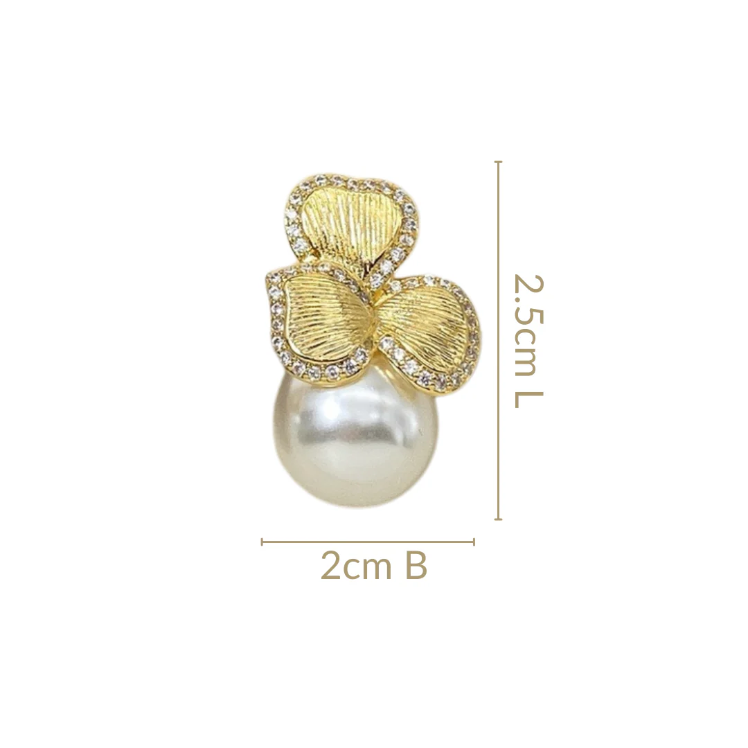 Bowed Pearl Drop Earrings White - Image 3