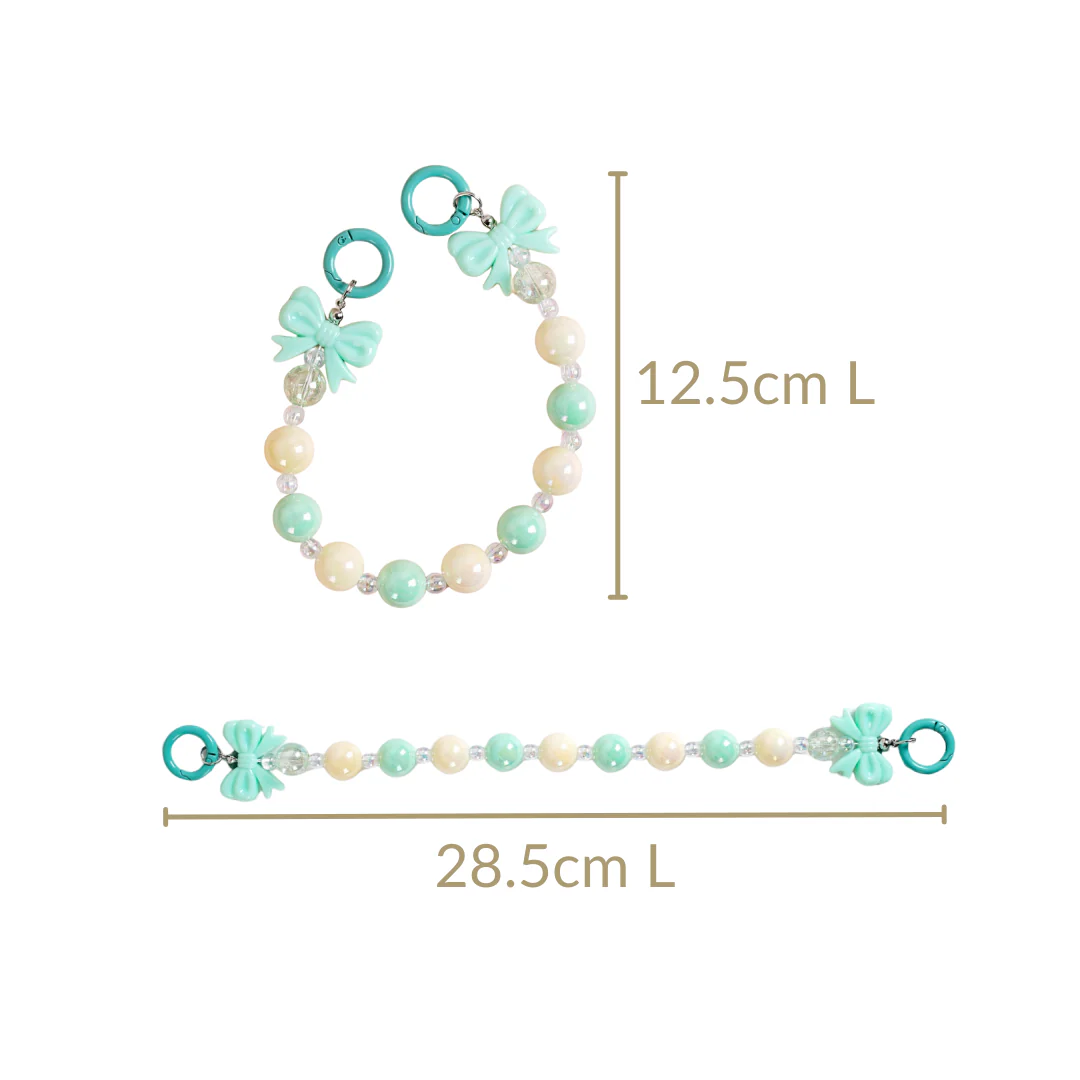Bows And Beads Keychain Mint And White - Image 4
