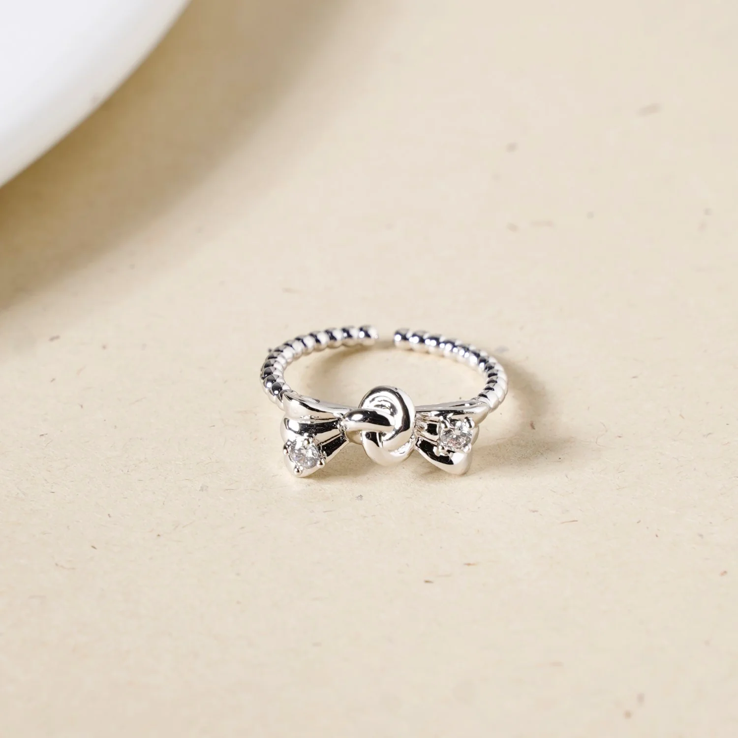 Bowtie Silver Stone Ring - Image 5