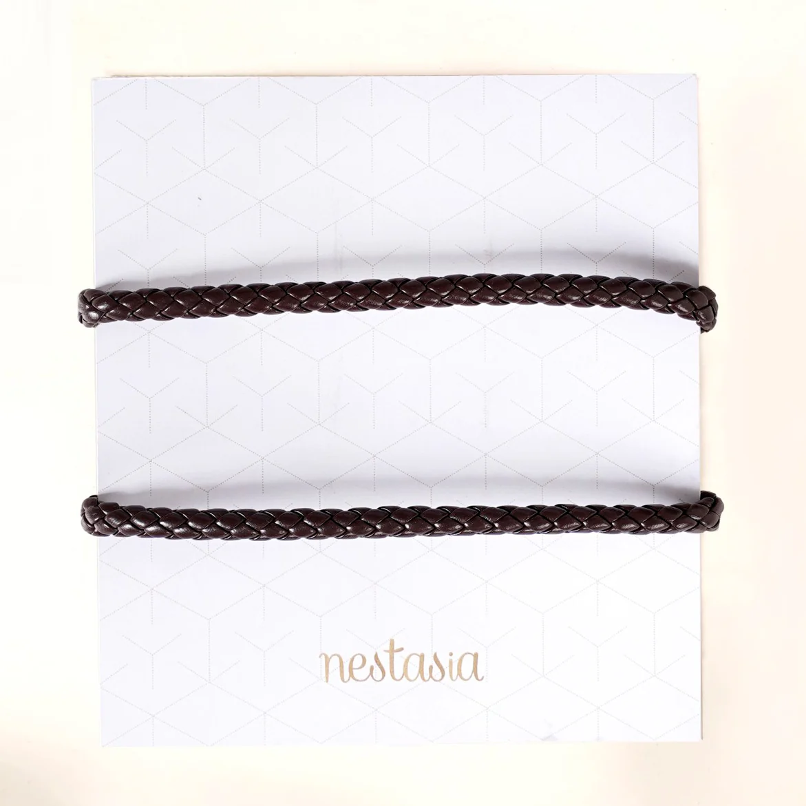 Braided Solid Brown Unisex Bracelet Set Of 2 - Image 2