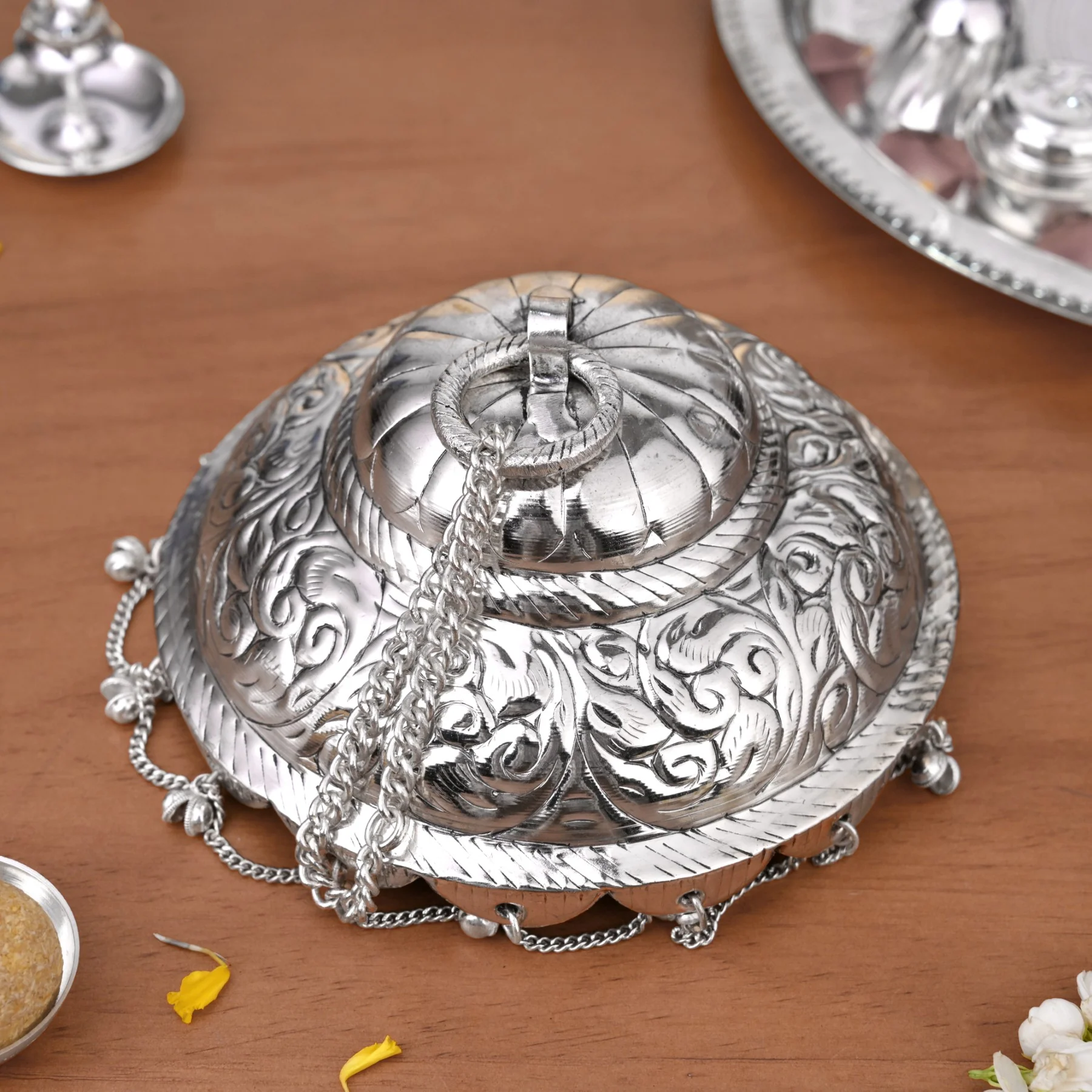 Brass Chattar For Hindu Gods Singhasan Or Mandir 12cm - Image 9