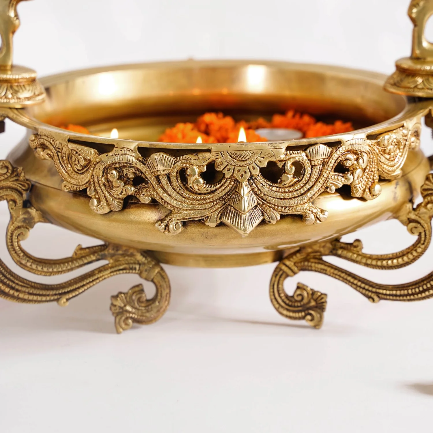Brass Laddu Gopal Decorative Urli Bowl With Swing - Image 7