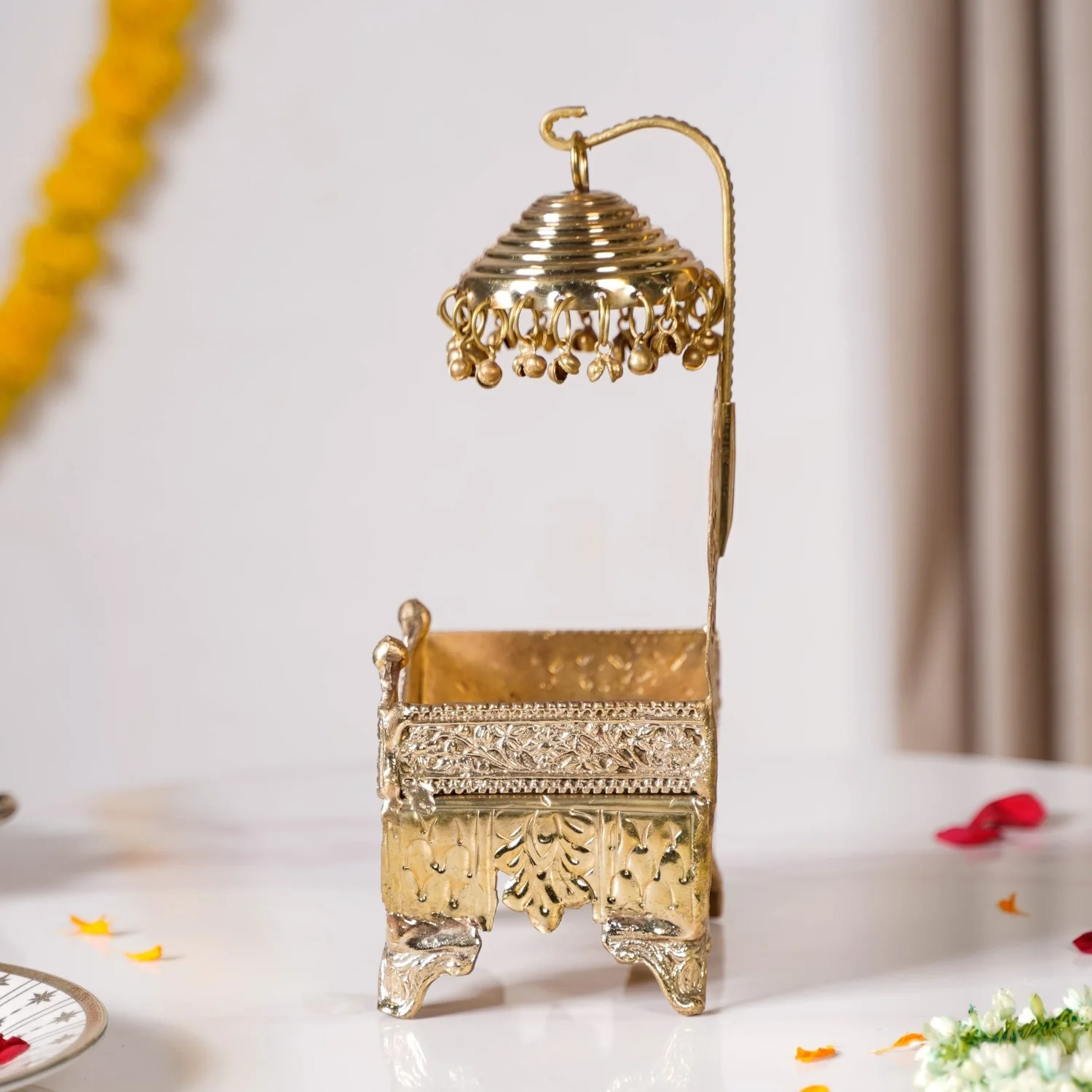 Brass Singhasan With Detachable Chatra - Image 8