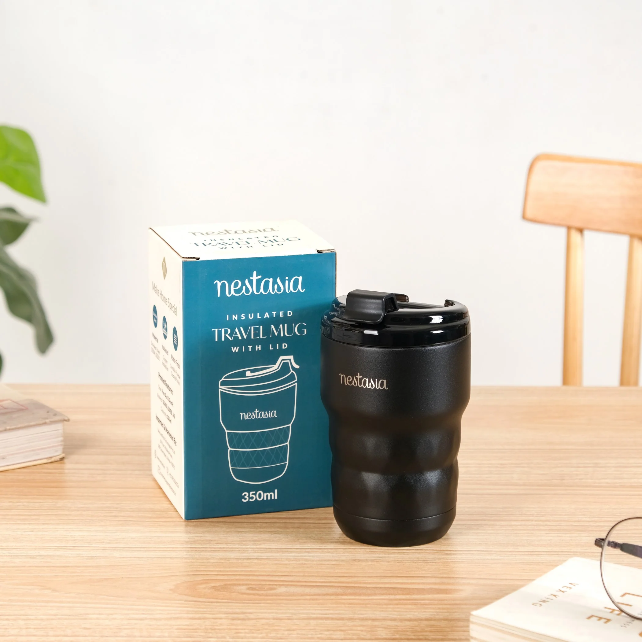 Brewster Stainless Steel Spill Proof Coffee Tumbler Black Noir 350ml - Image 4