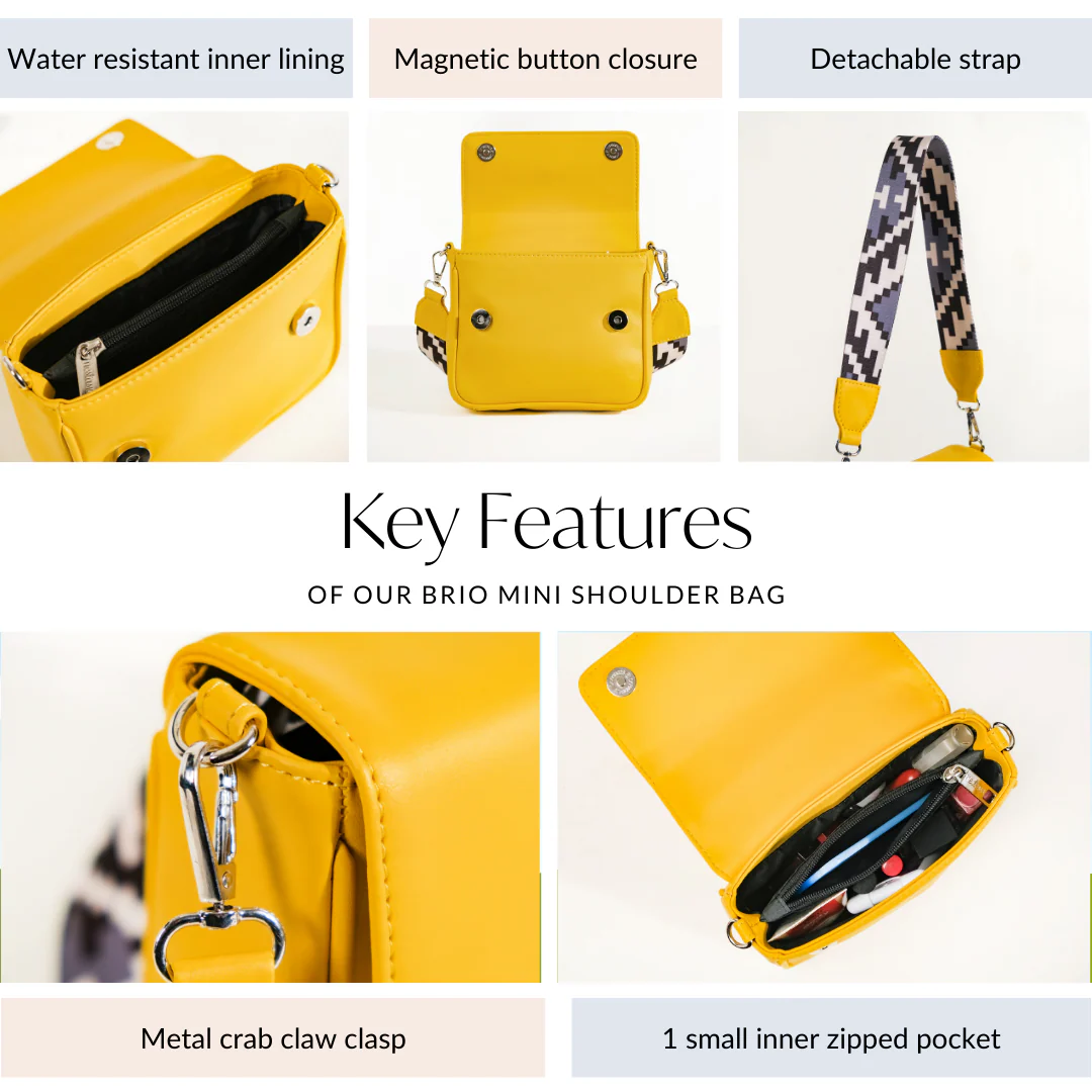 Brio Bold Bright Shoulder Bag Yellow - Image 5