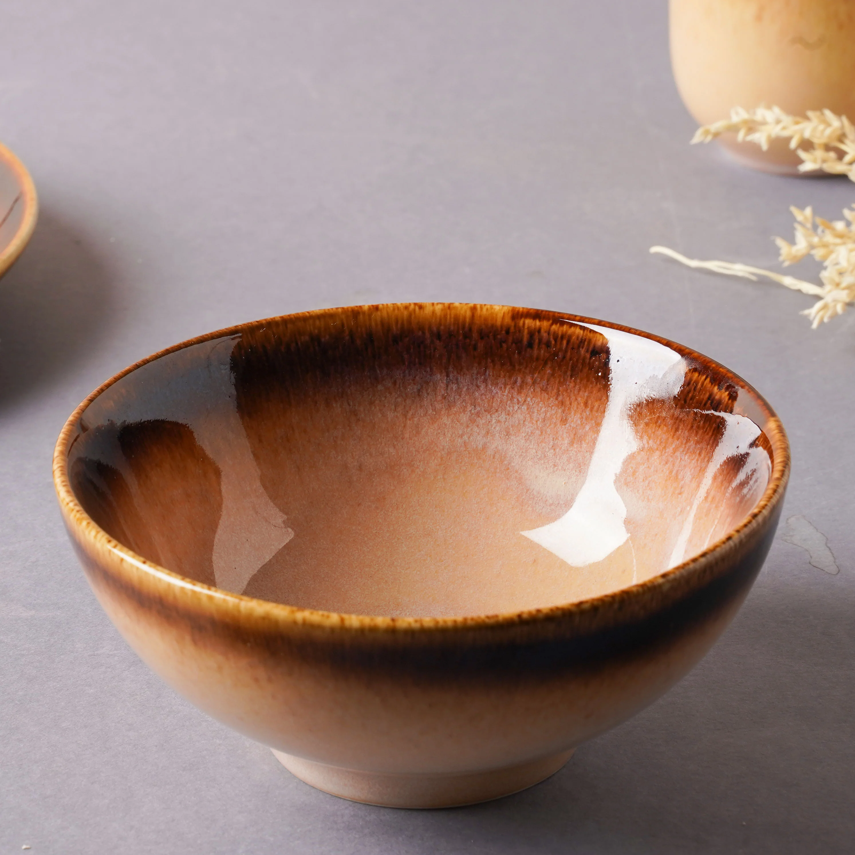 Brown Ceramic dinner set components For One - Image 7