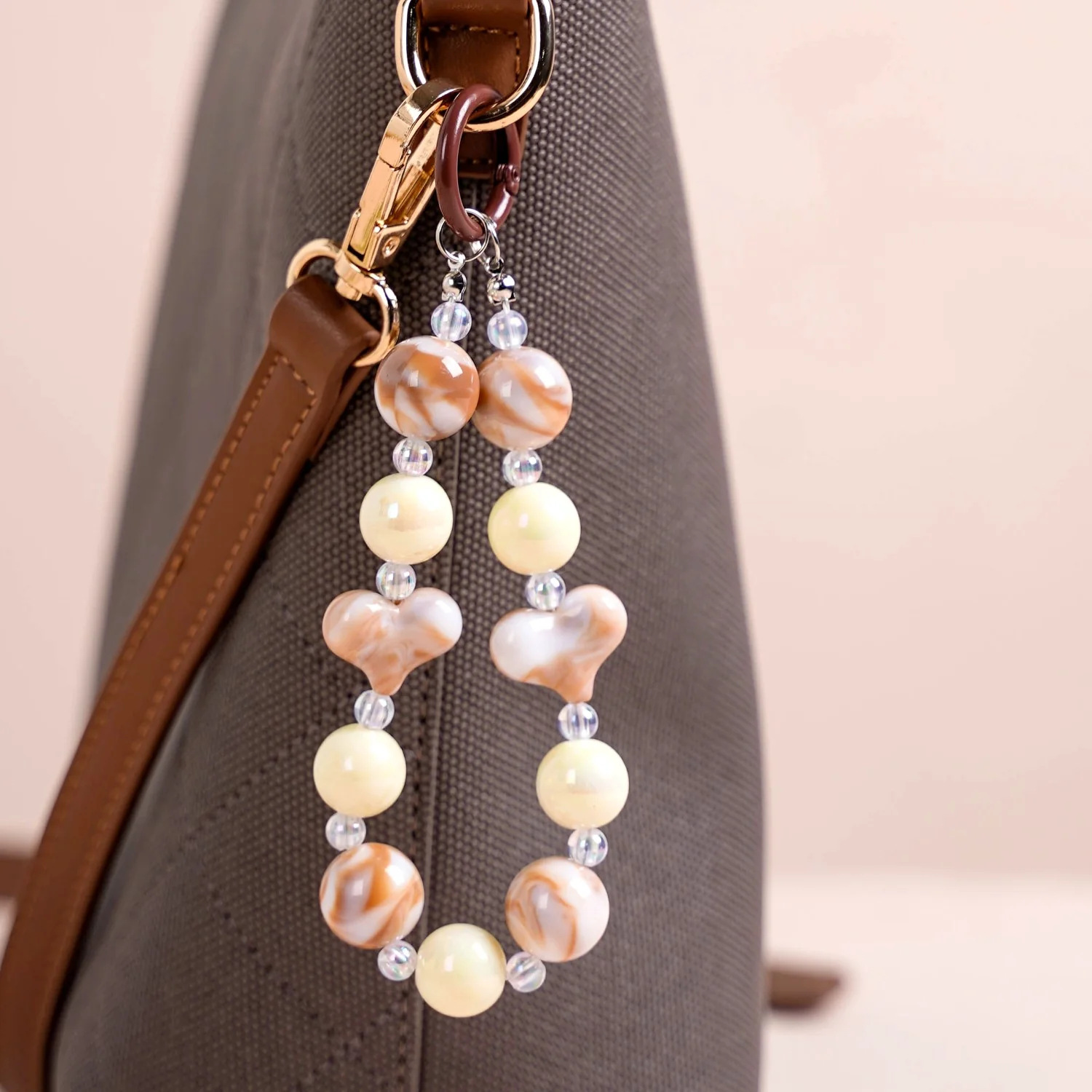 Brown Marble Pattern Love Loop Keychain - Image 7