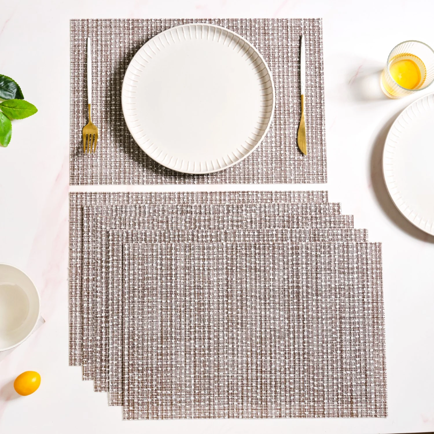 Brown Sheen Mat Set Of 6 - Image 8