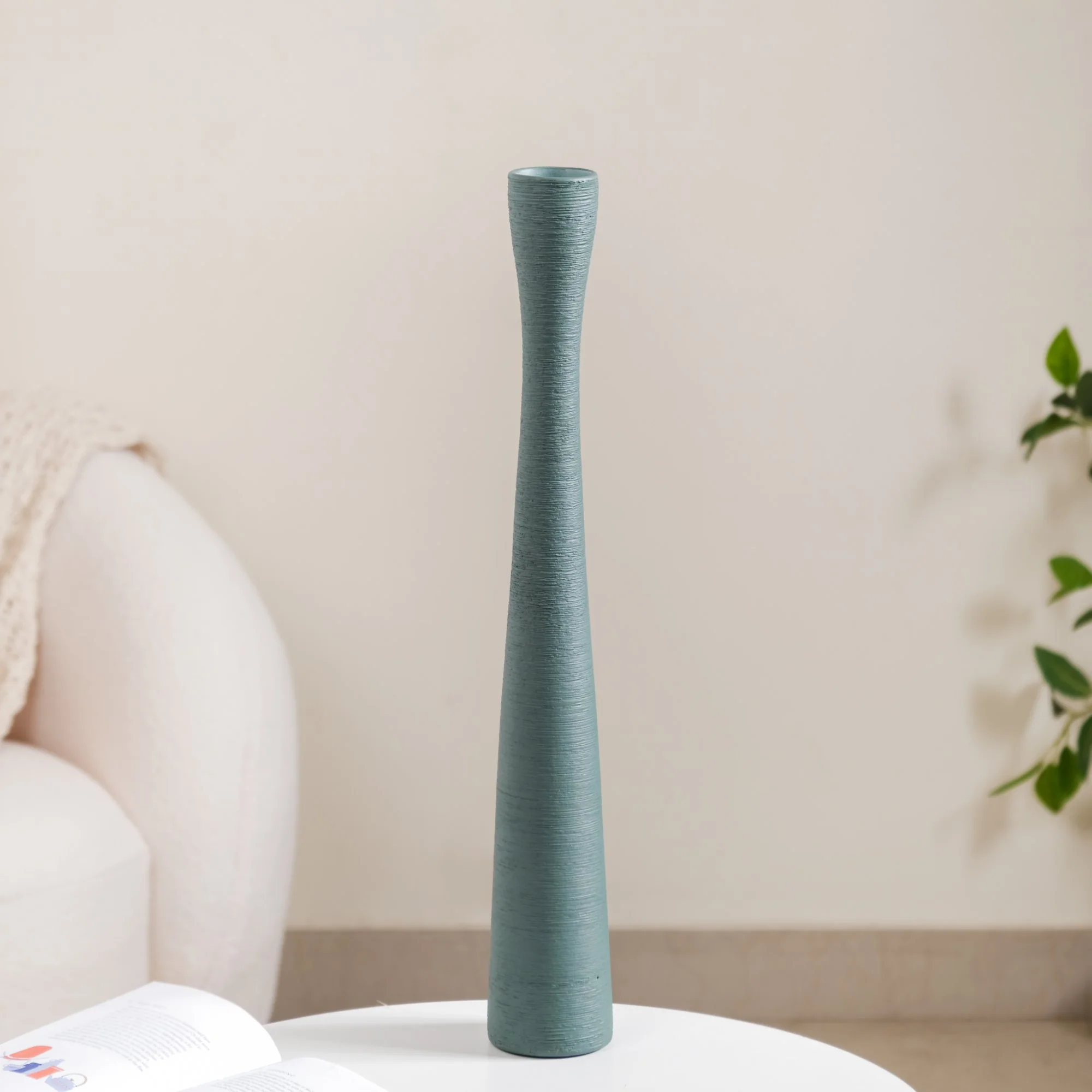 Brush Texture Ceramic Tall Thin Vase