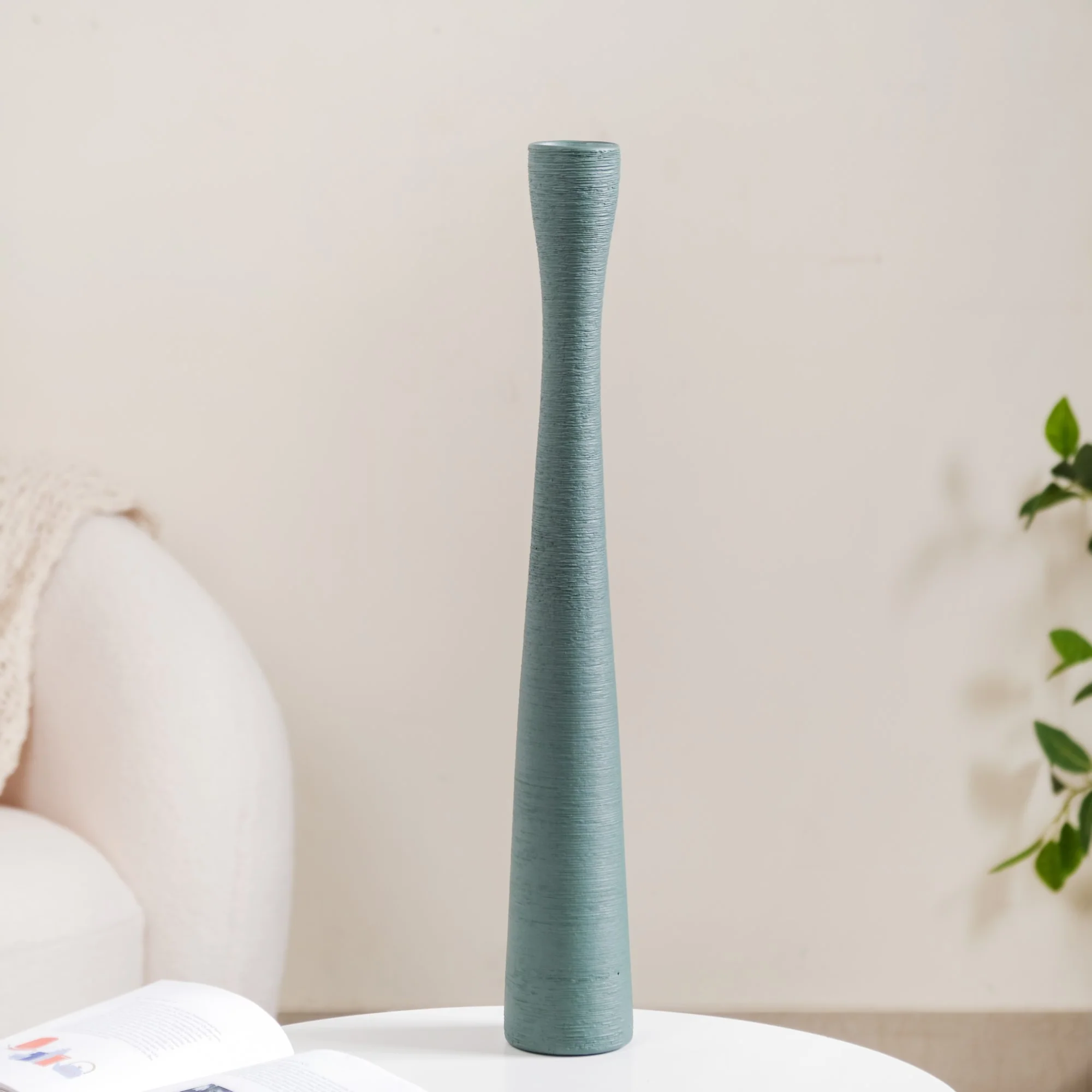 Brush Texture Ceramic Tall Thin Vase - Image 4
