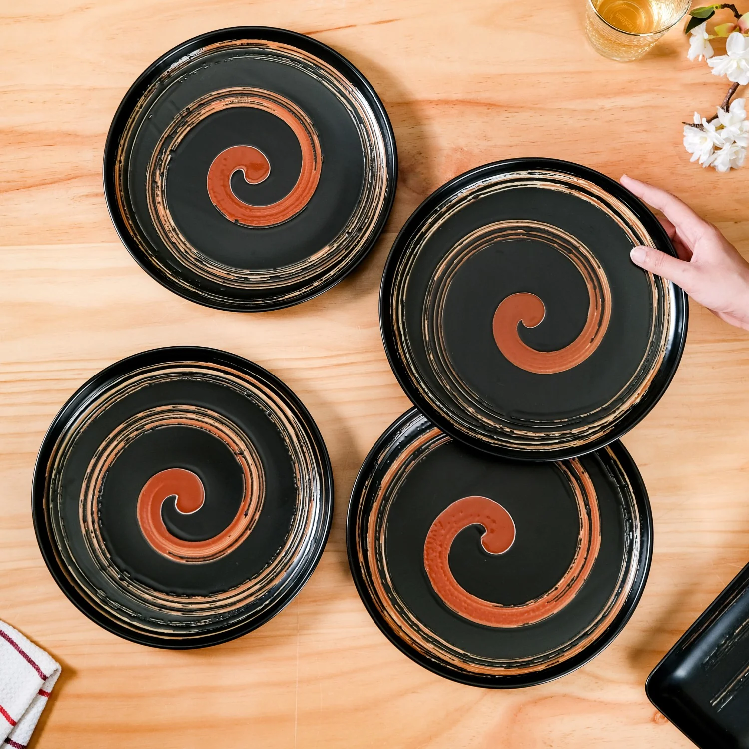 Brushstroke Round Exotic Dinner Plate Set Of 4 10 Inch - Image 2
