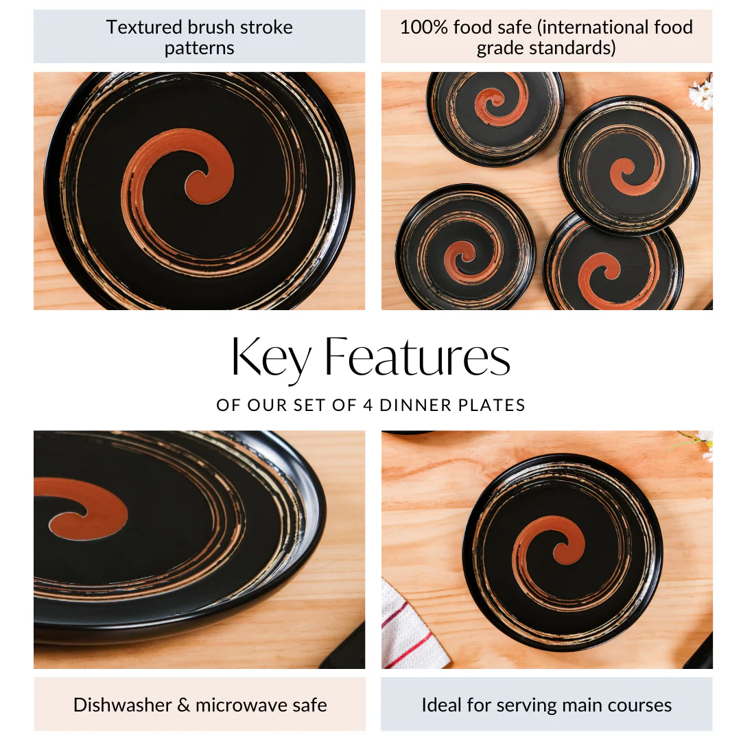 Brushstroke Round Exotic Dinner Plate Set Of 4 10 Inch - Image 5