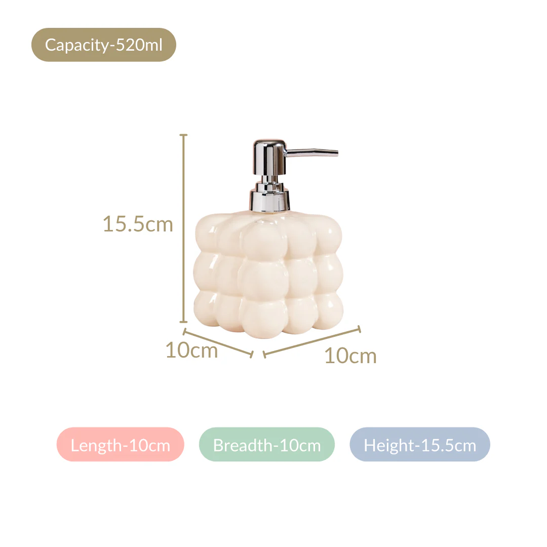 Bubble Ceramic Soap Dispenser White 520ml - Image 4