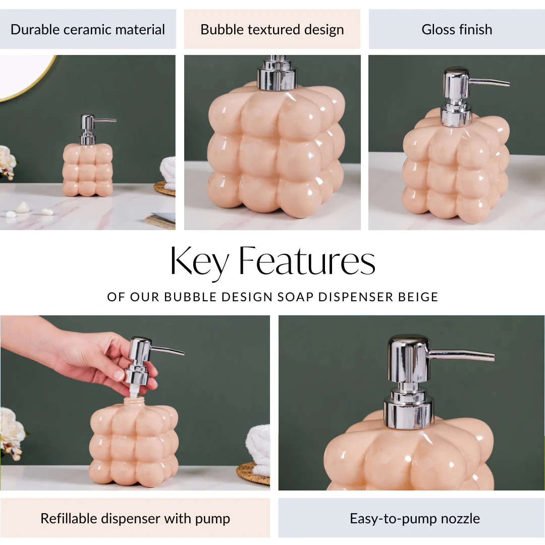 Bubble Design Soap Dispenser Beige 520ml - Image 5