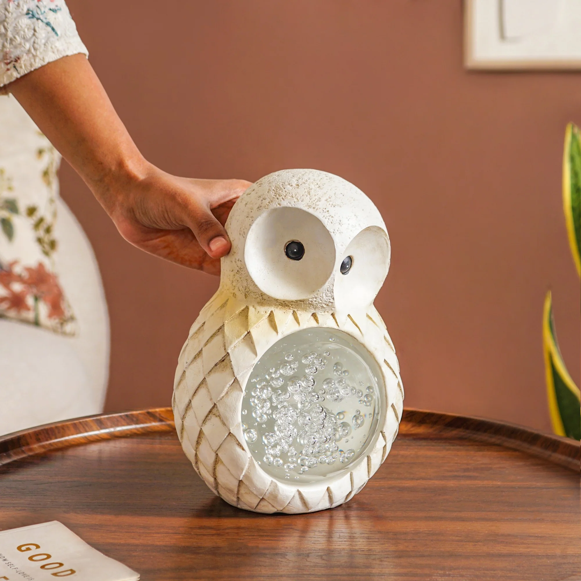 Bubble Glass Ball Owl Tabletop Accessory Medium - Image 2