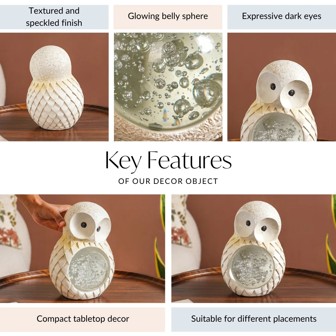 Bubble Glass Ball Owl Tabletop Accessory Medium - Image 5