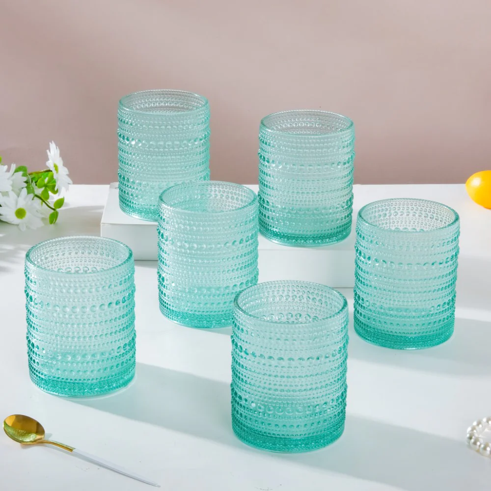 Bubbles Texture Glass Turquoise Set Of 6 250ml - Image 11