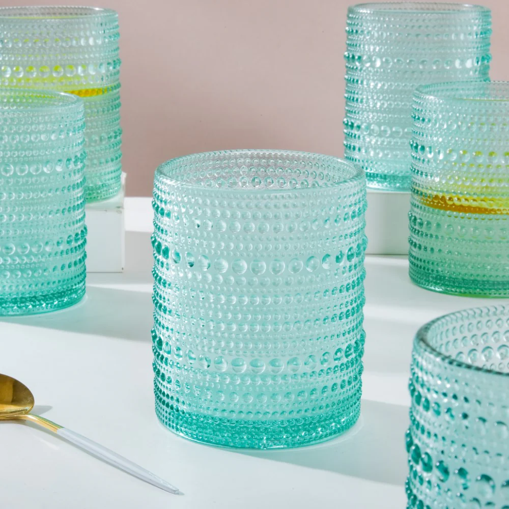 Bubbles Texture Glass Turquoise Set Of 6 250ml - Image 12