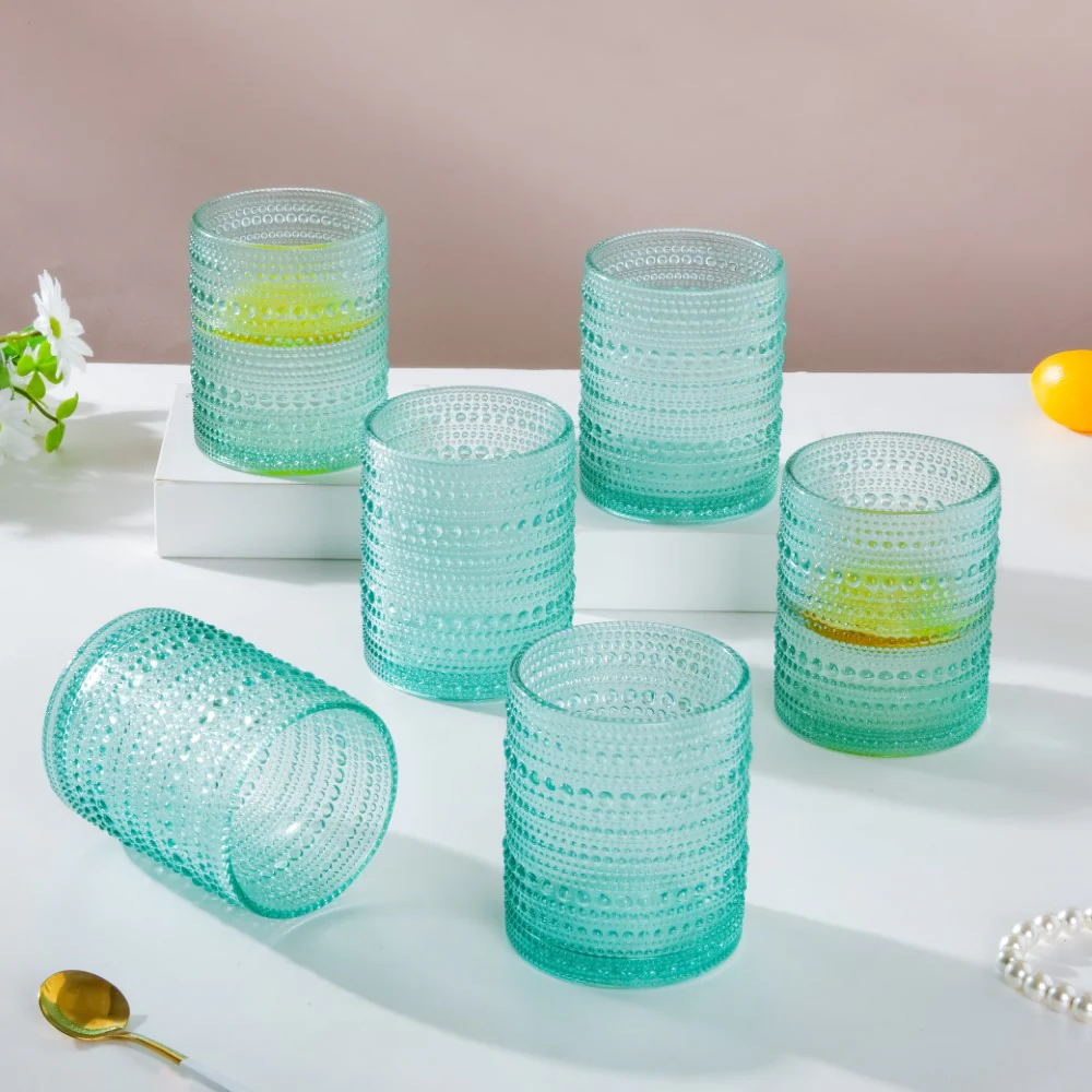 Bubbles Texture Glass Turquoise Set Of 6 250ml - Image 6