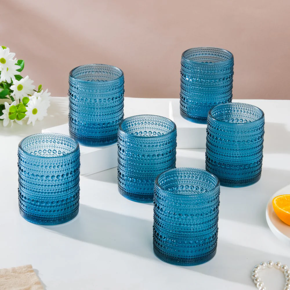 Bubbly Glass Blue Set Of 6 250ml - Image 4