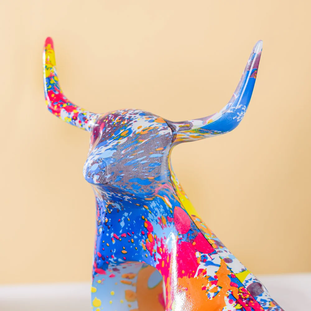 Bull Sculpture Resin Multicolour 8 Inch - Image 6